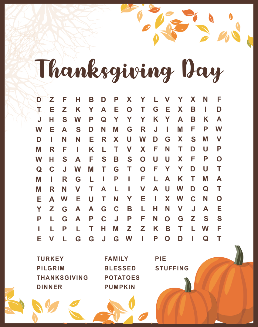 Printable Thanksgiving Word Search Puzzles Printable New Year Banners