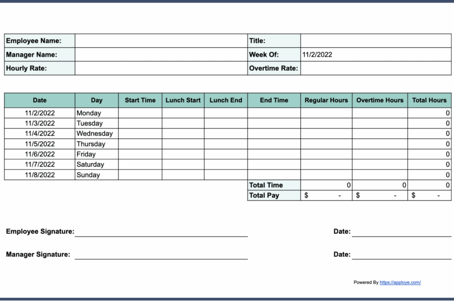 Printable Weekly Timesheet Template Word Printables Template Free