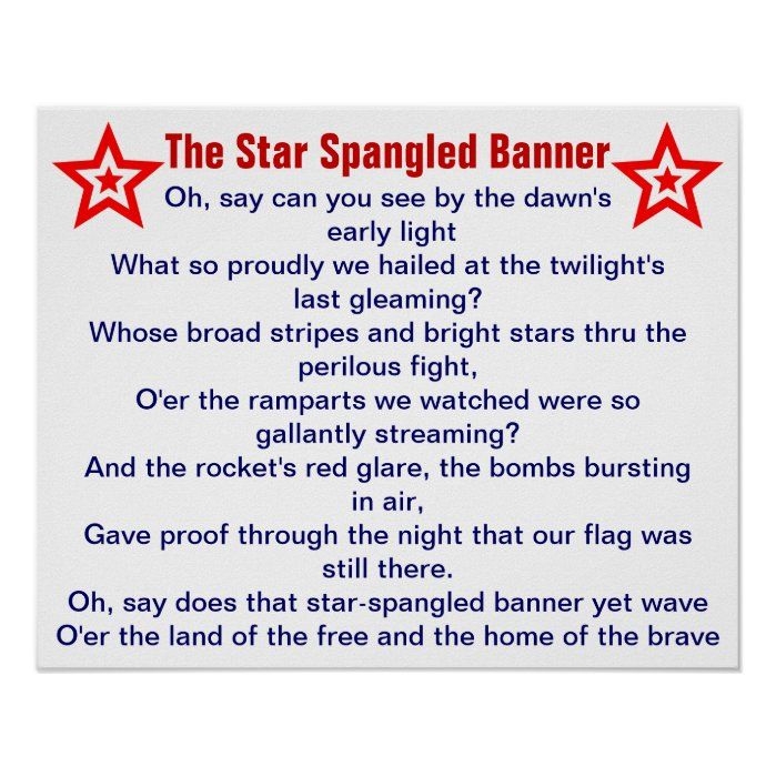 Printable Words For Star Spangled Banner Printable Calendars AT A GLANCE