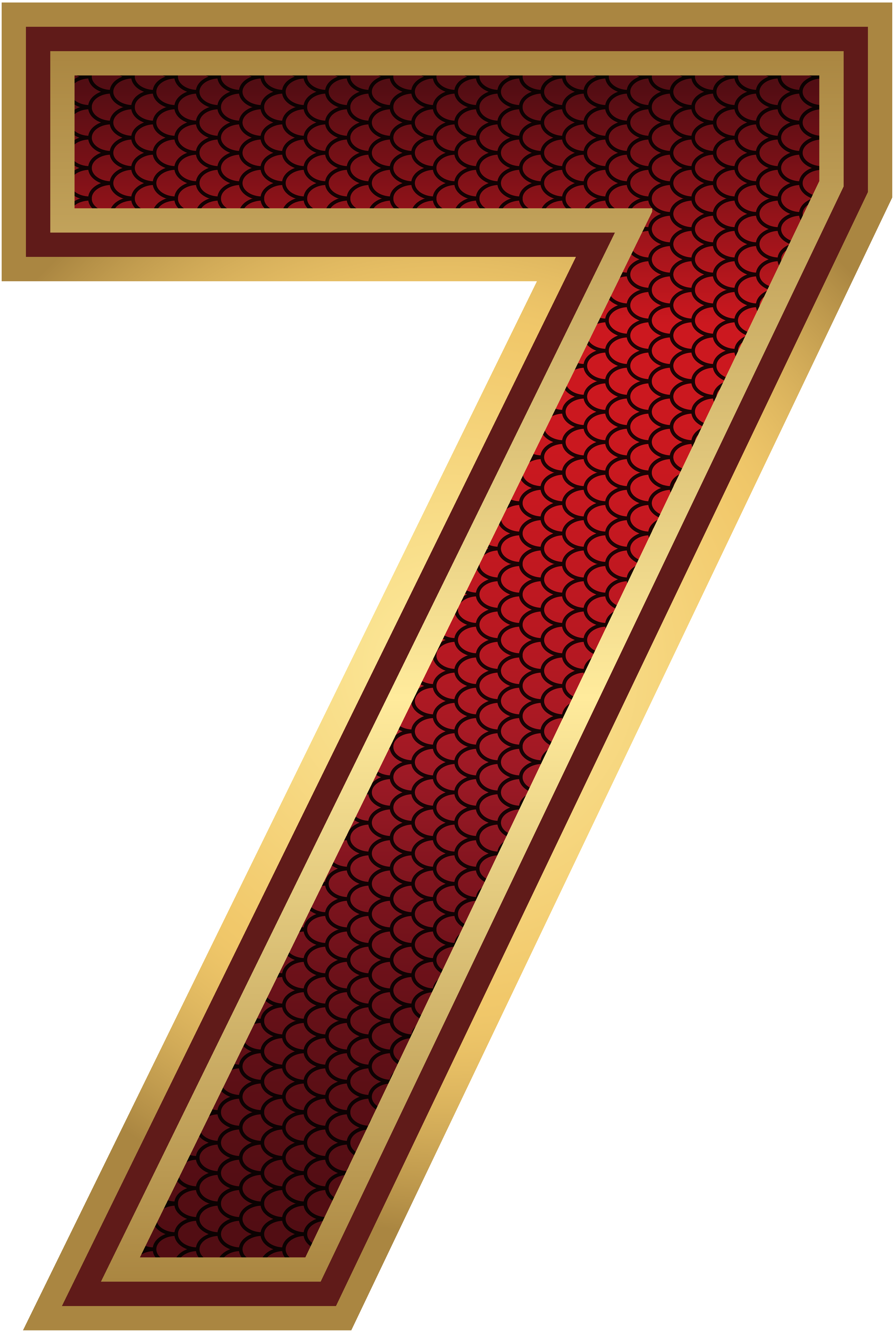 Red And Gold Number Seven PNG Image