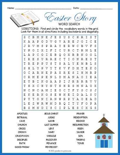 Religious Easter Word Search Religious Easter Word Search