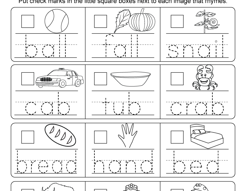 Rhyming Words Worksheet Free Printable Digital PDF