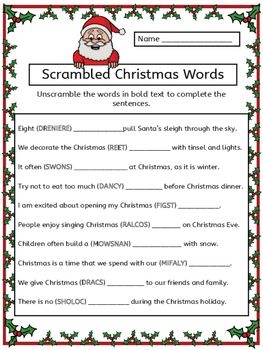 Scrambled Christmas Words Worksheet Printable Christmas Games  Scrambled Christmas Words Worksheet Printable Christmas Games