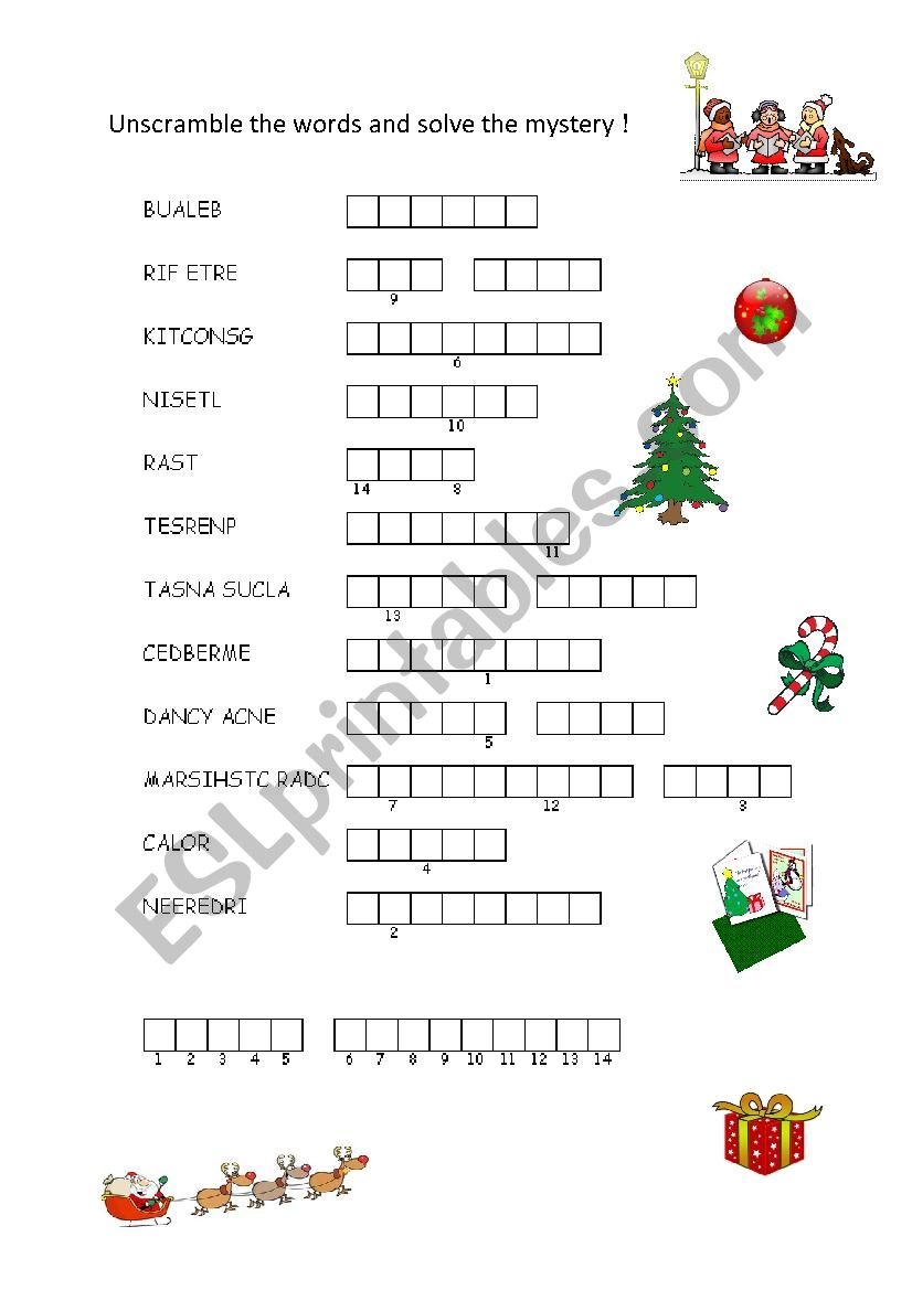 Scrambled Christmas Words Scrambled Christmas Words