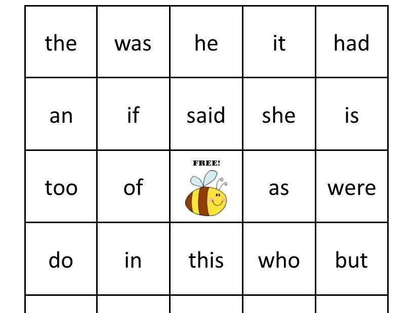 Sight Word Bingo Games