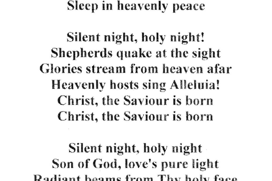 Silent Night Words Printable