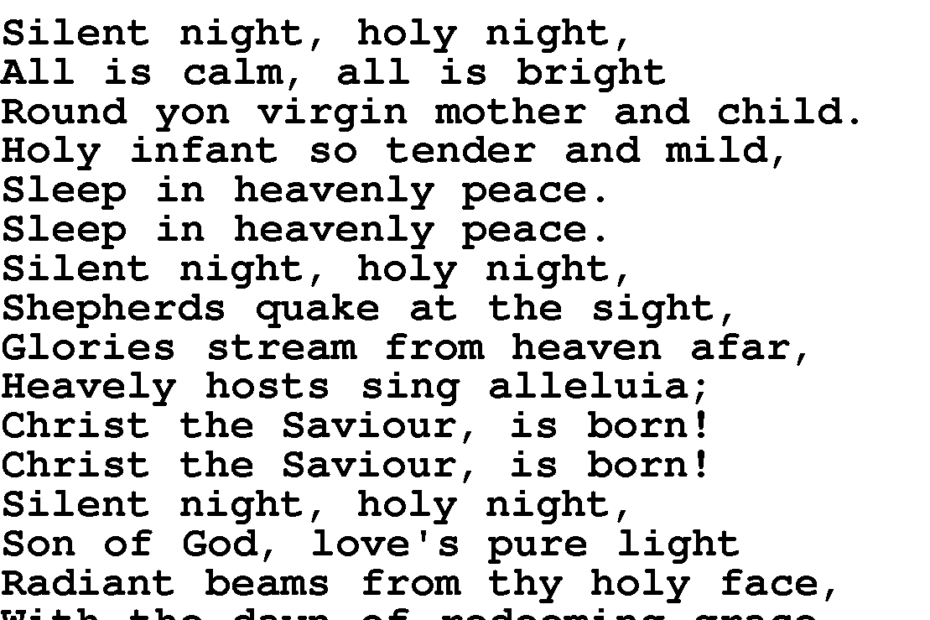 Silent Night Words Printable