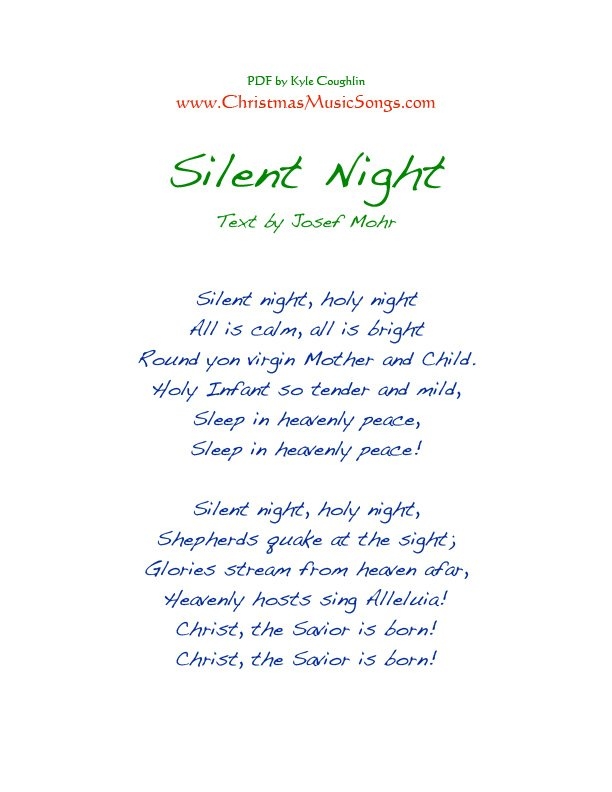 Silent Night Words Printable Silent Night Words Printable