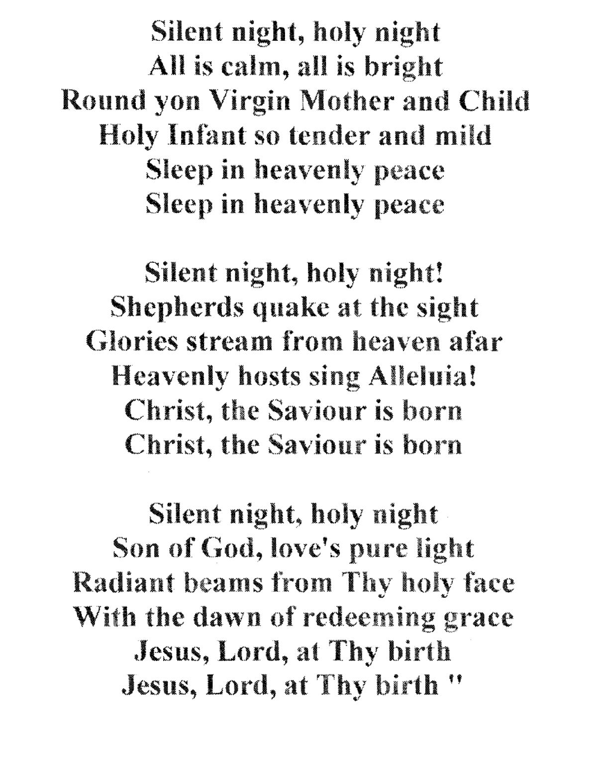 Silent Night Words Printable Silent Night Words Printable