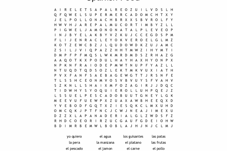 Spanish Crossword Worksheet Printable Worksheets And Word Search