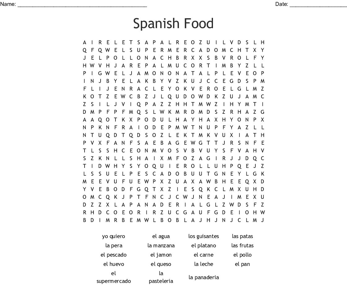 Spanish Crossword Worksheet Printable Worksheets And Word Search 