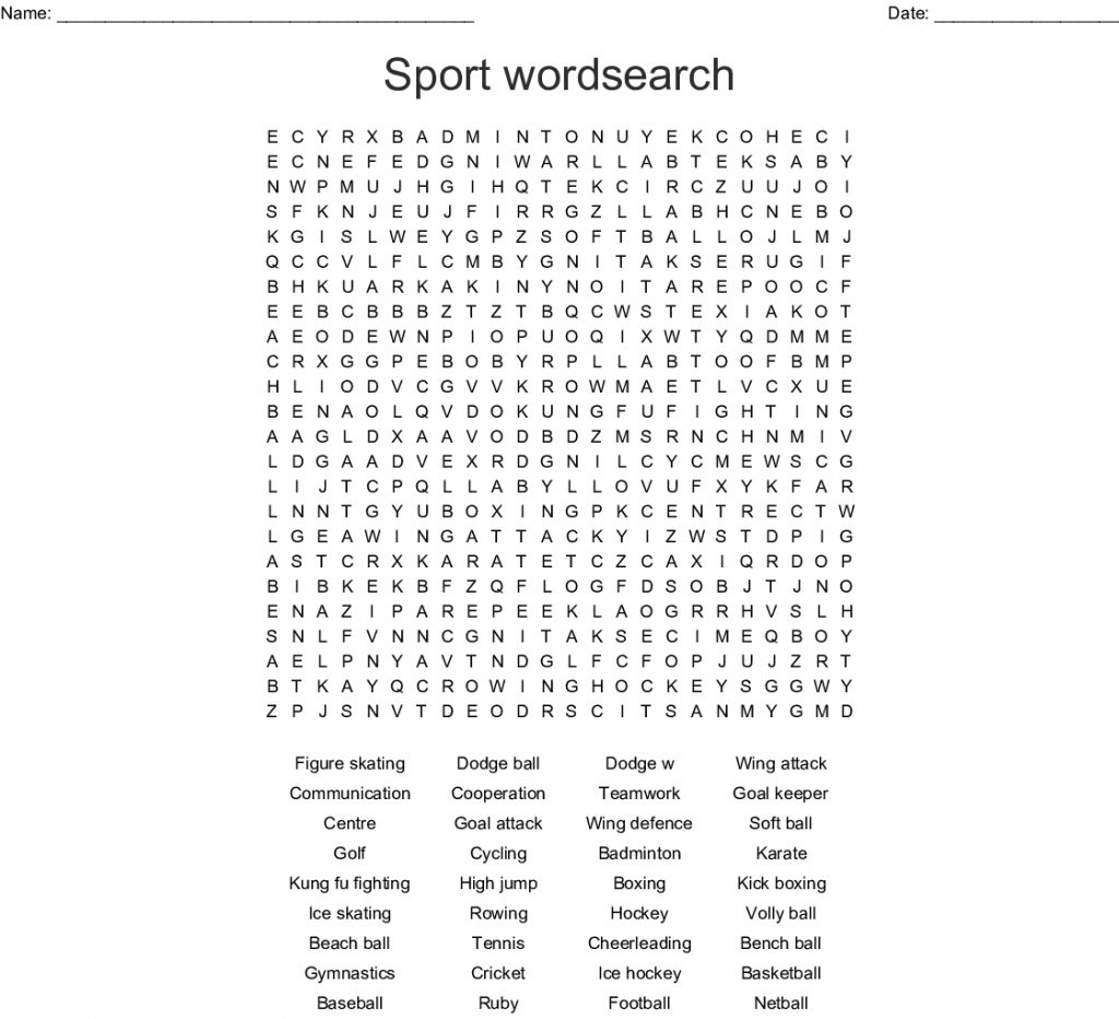 Sport Wordsearch Wordmint Word Search Printable