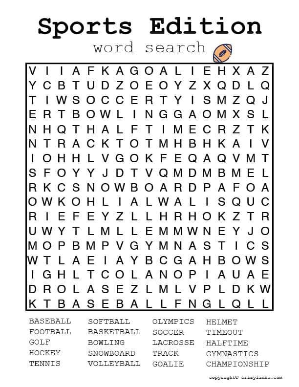 Sports Word Search Free Printable Word Search Maker