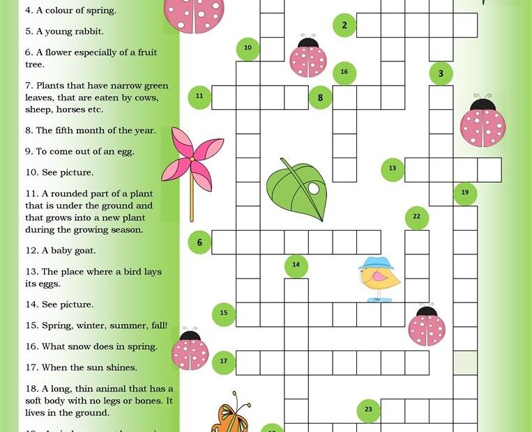 Spring Crossword Puzzle Free Printable Printable Template Free Emma