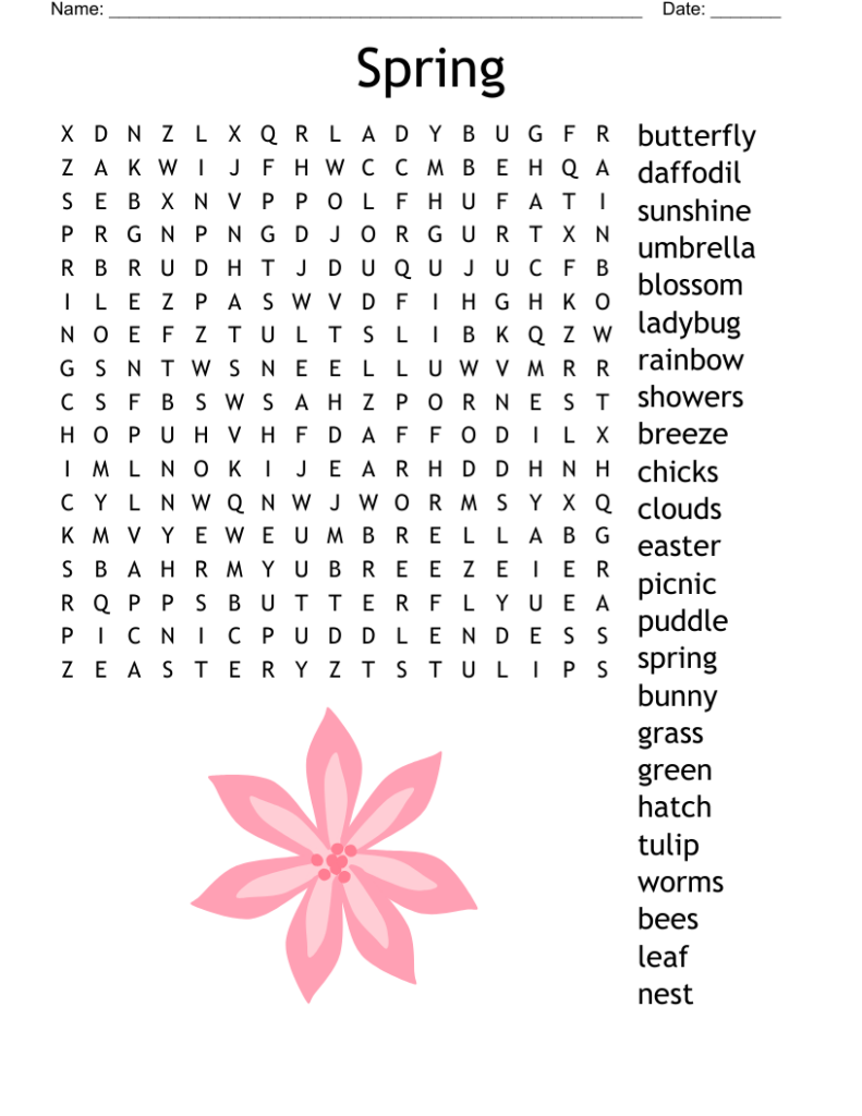 Spring Word Search For Kids Free Printable Templates