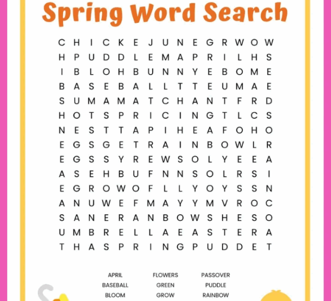 Spring Word Search FREE Printable Worksheet For Kids Printable Word