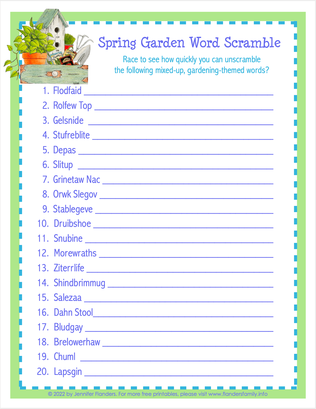 Springtime Word Scramble Free Printable Flanders Family Home Life 
