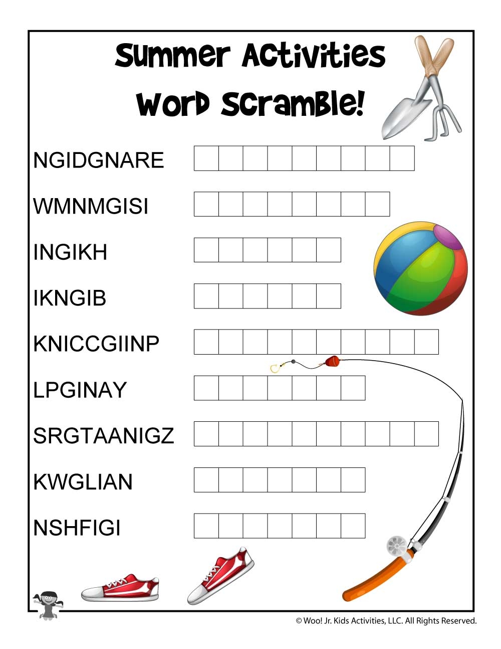 Summer Activities Word Scramble Game Woo Jr Kids Activities