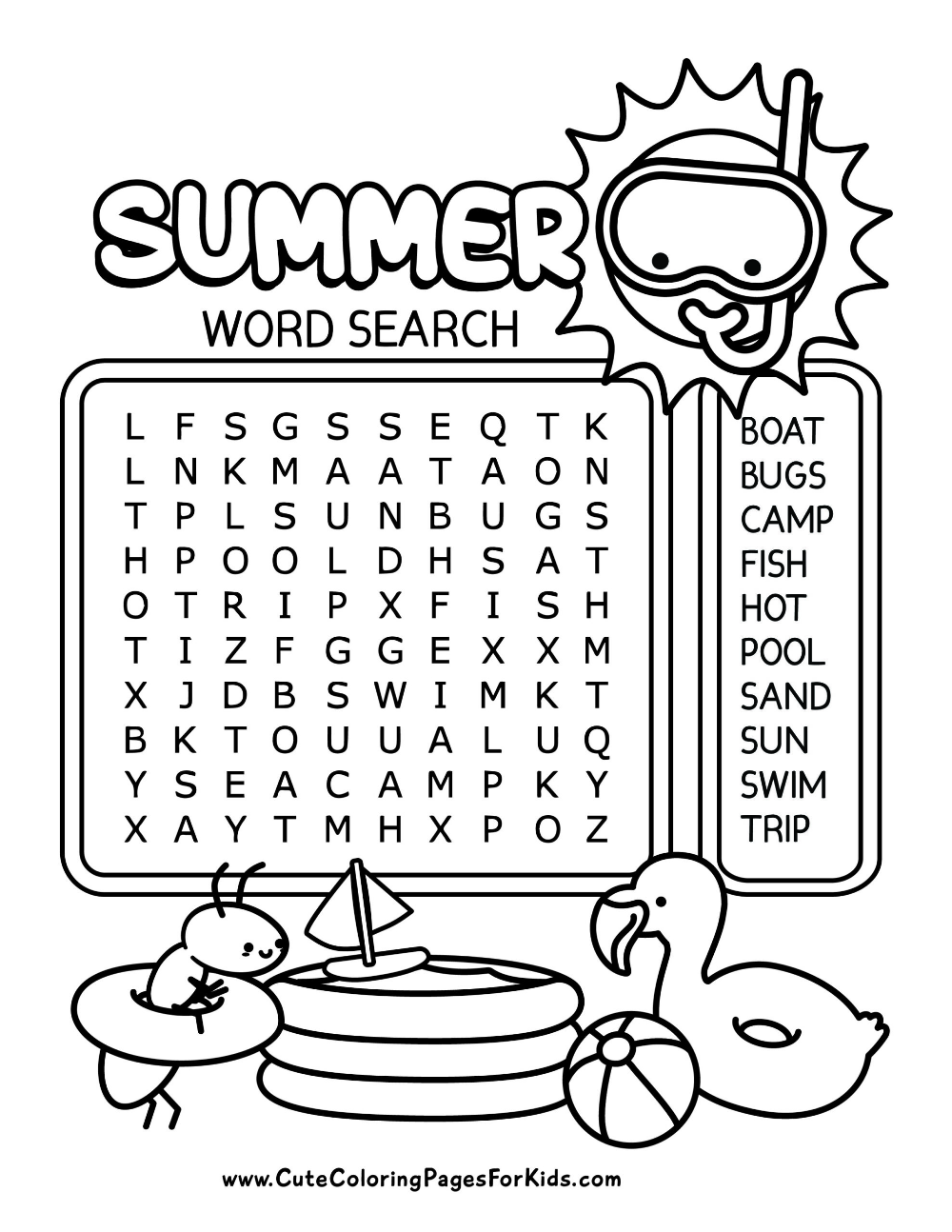 Summer Word Find Printable Printable Calendars AT A GLANCE