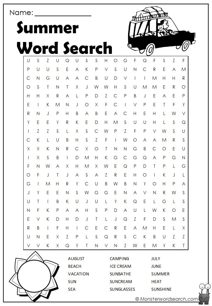 Summer Word Search Free Printable Pdf Word Search Maker