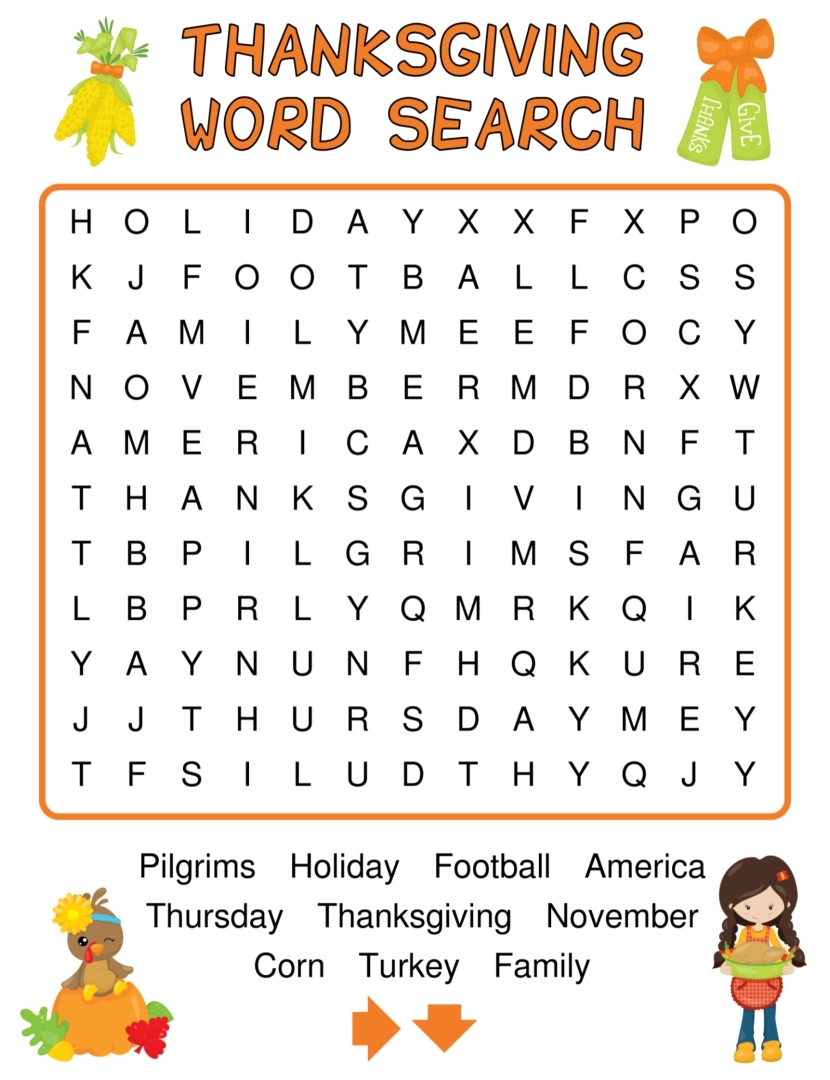 Thanksgiving Printable Word Puzzles Thanksgiving Printable Word Puzzles