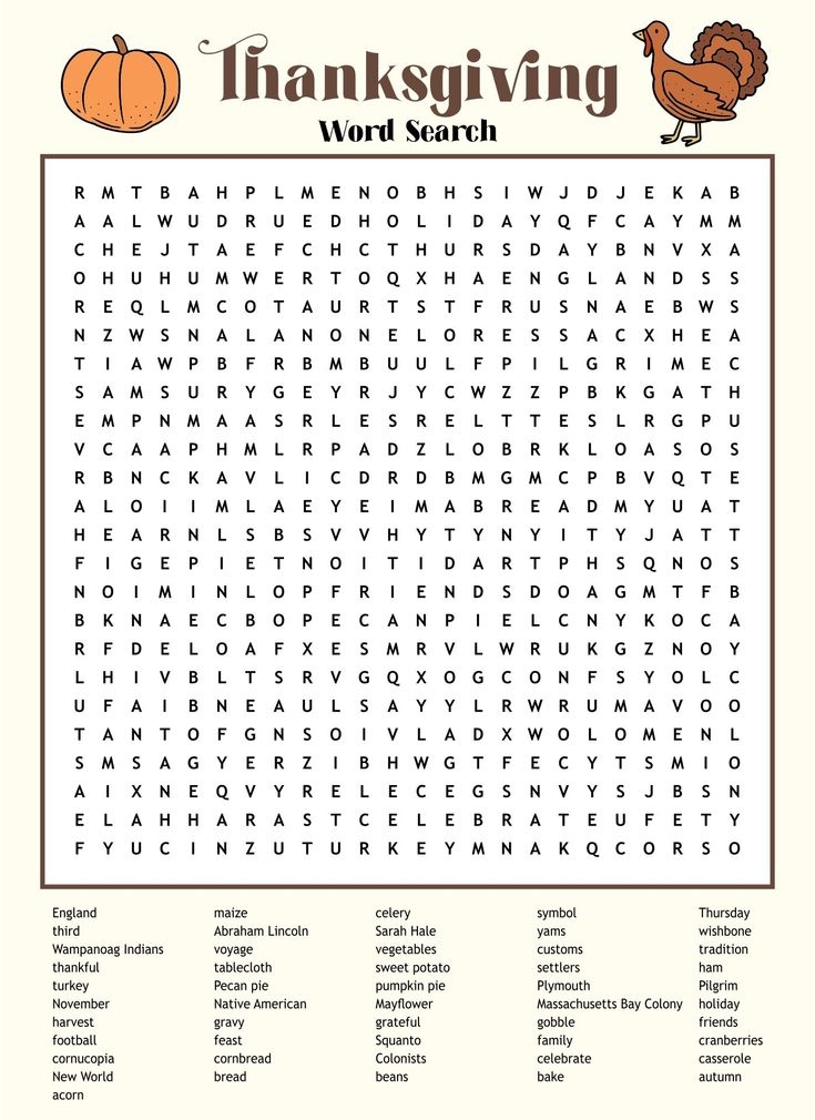 Thanksgiving Word Finds 10 Free PDF Printables Printablee 