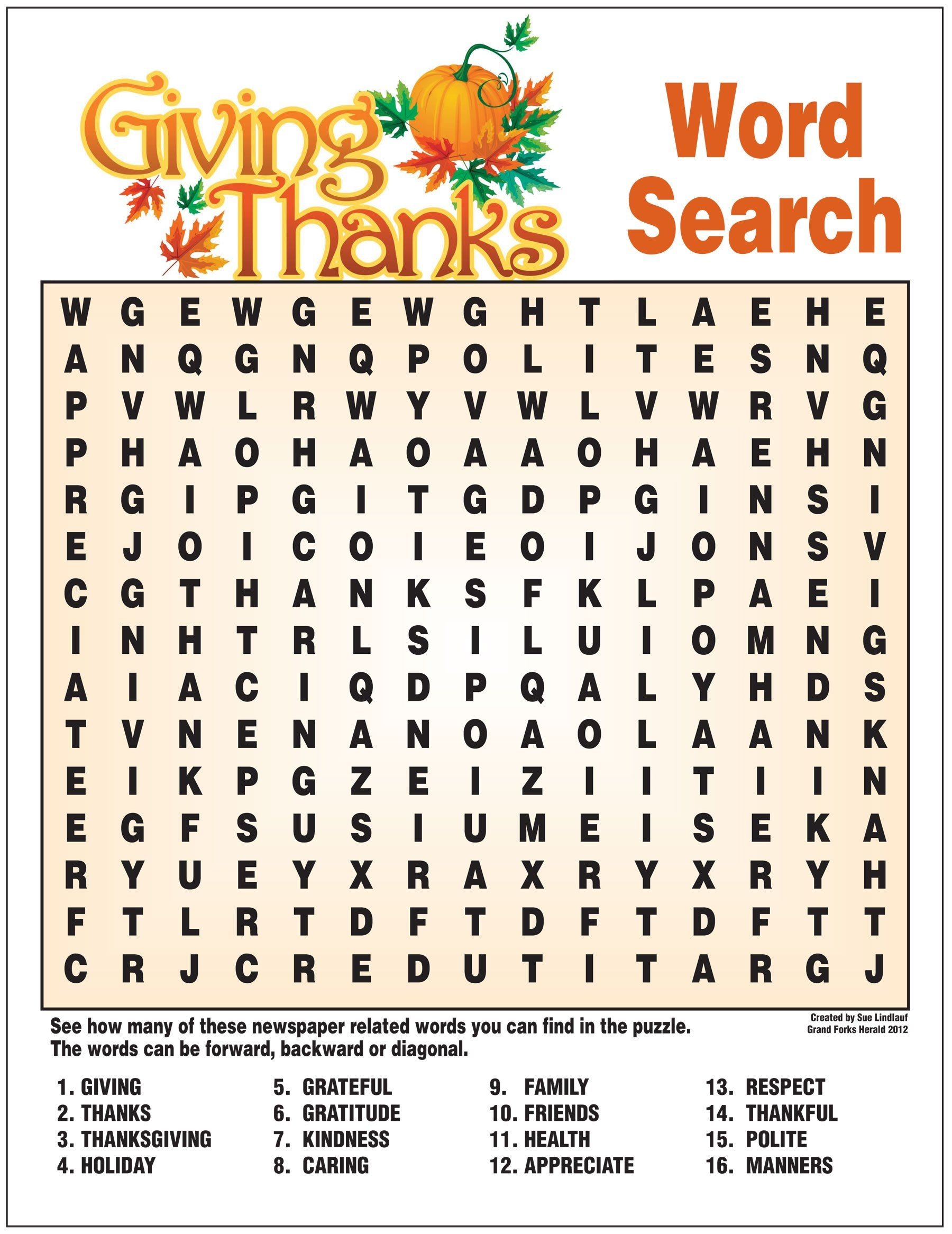 Thanksgiving Word Search Pdf Printable Word Search Maker