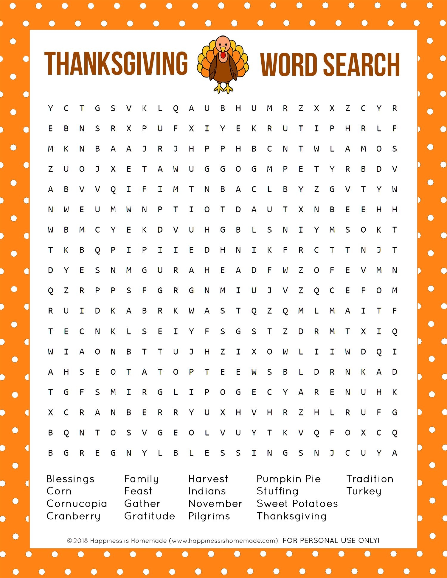 Thanksgiving Word Search Printable Thanksgiving Words Thanksgiving 
