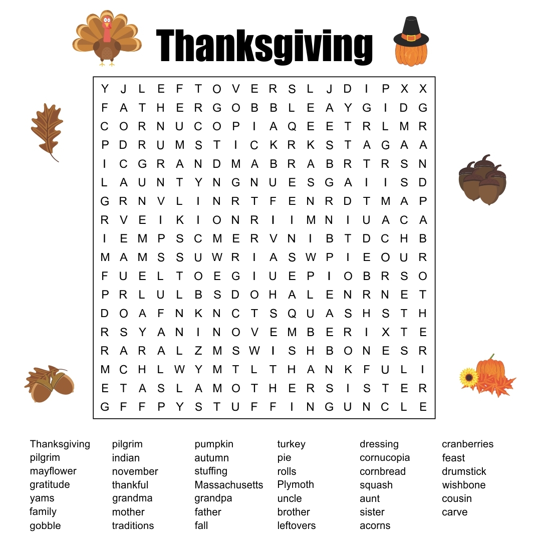 Thanksgiving Word Searches Free Printable Printable Templates Free