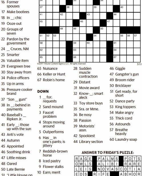 THE DAILY COMMUTER PUZZLE The Kansas City Star 3 11 2017 Printable