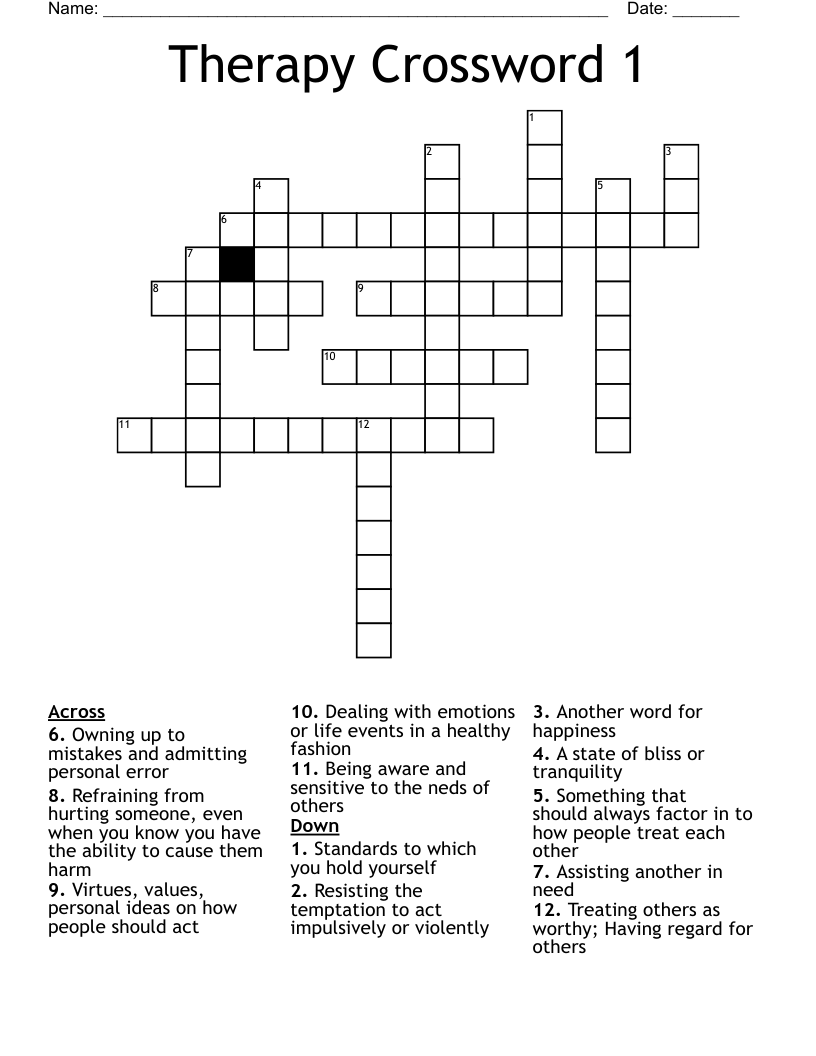 Therapy Crossword 1 WordMint