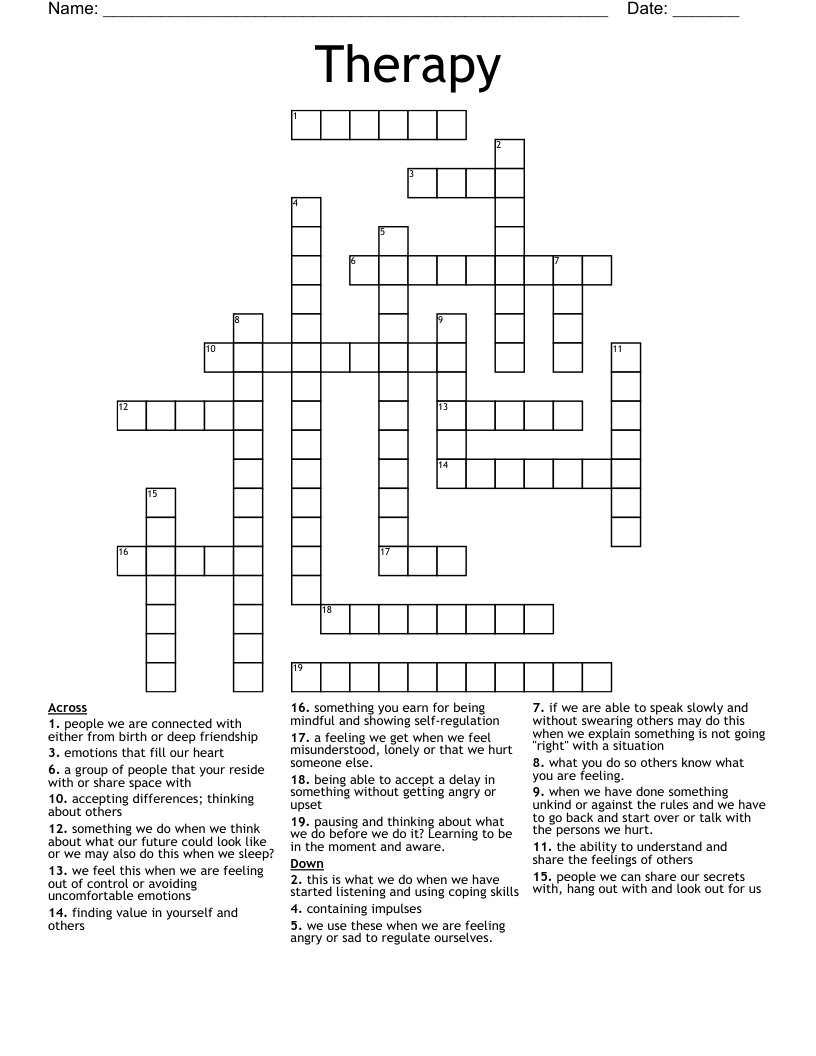 Therapy Crossword WordMint Therapy Crossword WordMint