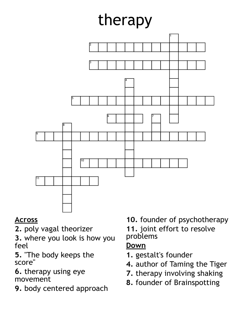 Therapy Crossword WordMint Therapy Crossword WordMint