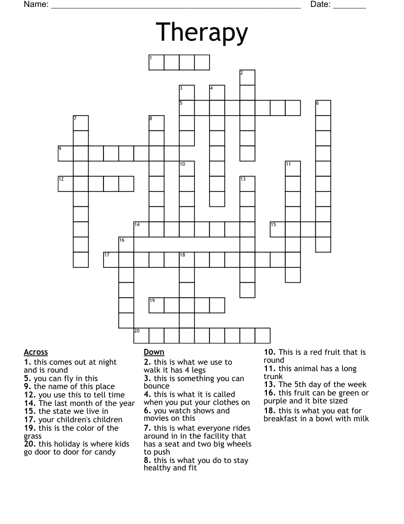 Therapy Crossword WordMint Therapy Crossword WordMint