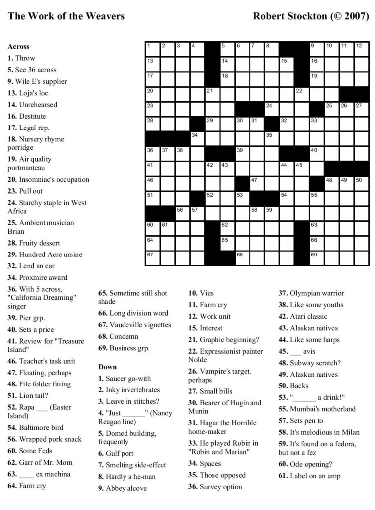 Thomas Joseph Crossword Puzzles Printable Free Crossword Puzzles 