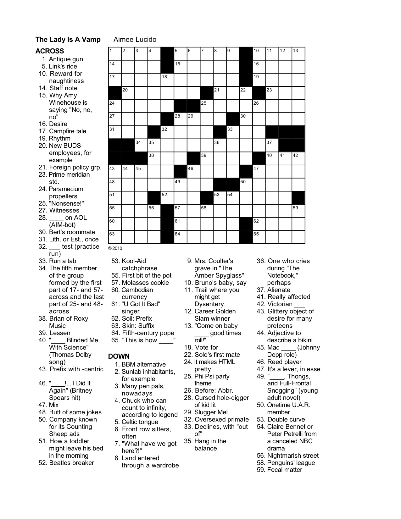 Universal Crossword Puzzle Printable Customize And Print