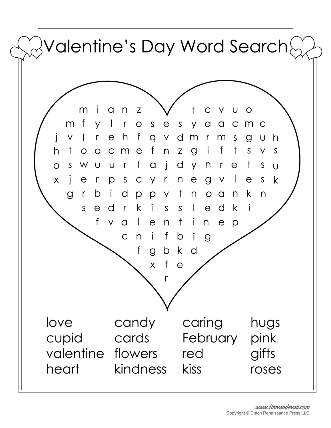 Valentine 39 s Word Search Free Printable Valentine 39 s Word Search Free Printable