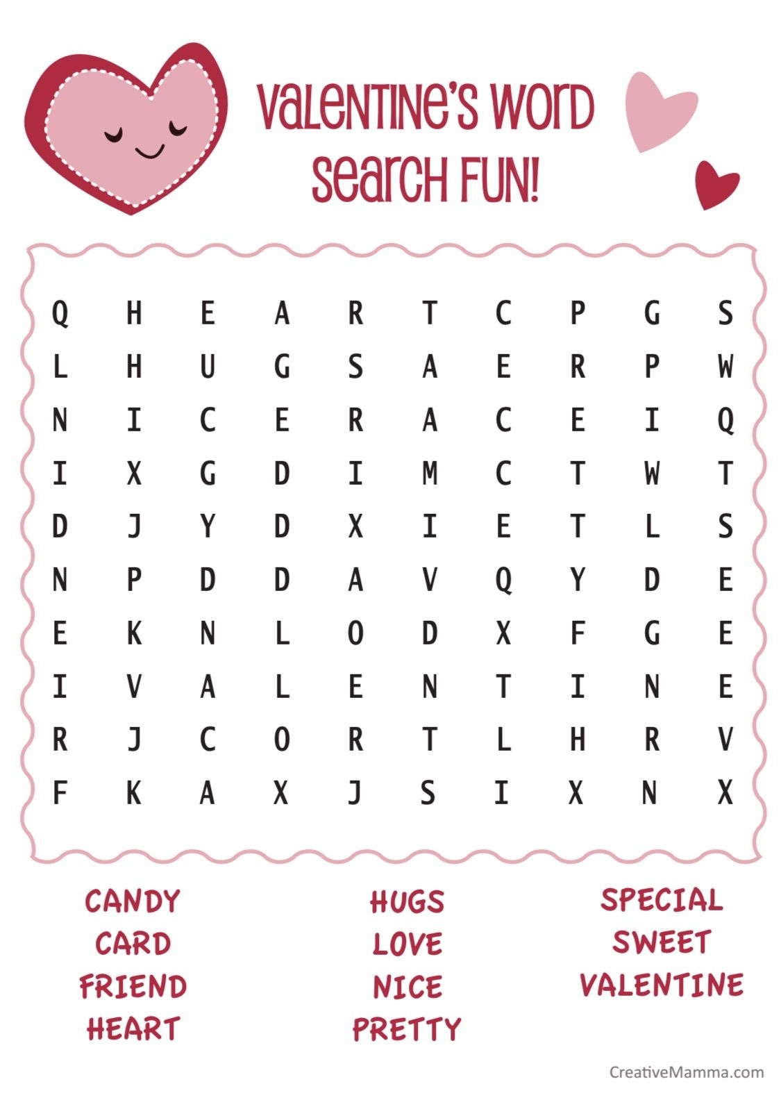 Valentine Day Word Search Printable