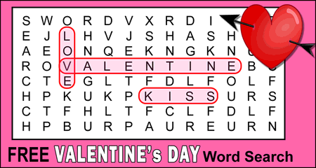 Valentine s Day Word Search Free Printable PDF Puzzles Free  Valentine s Day Word Search Free Printable PDF Puzzles Free