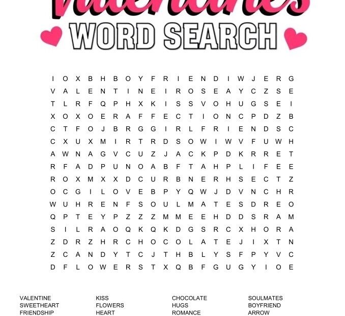 Valentine s Word Search Free Printable
