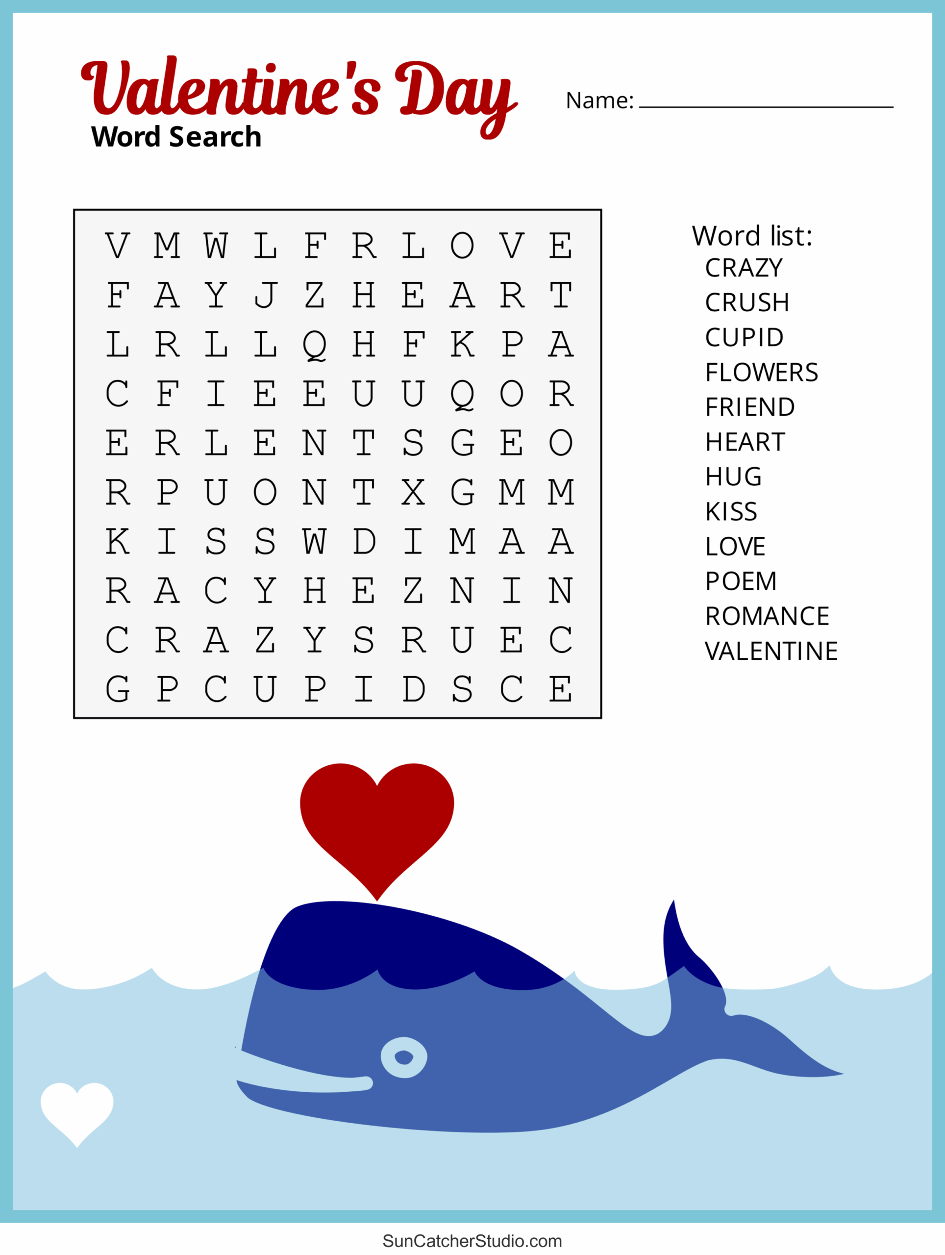 Valentines Day Word Search Free Printable PDF Puzzles DIY 