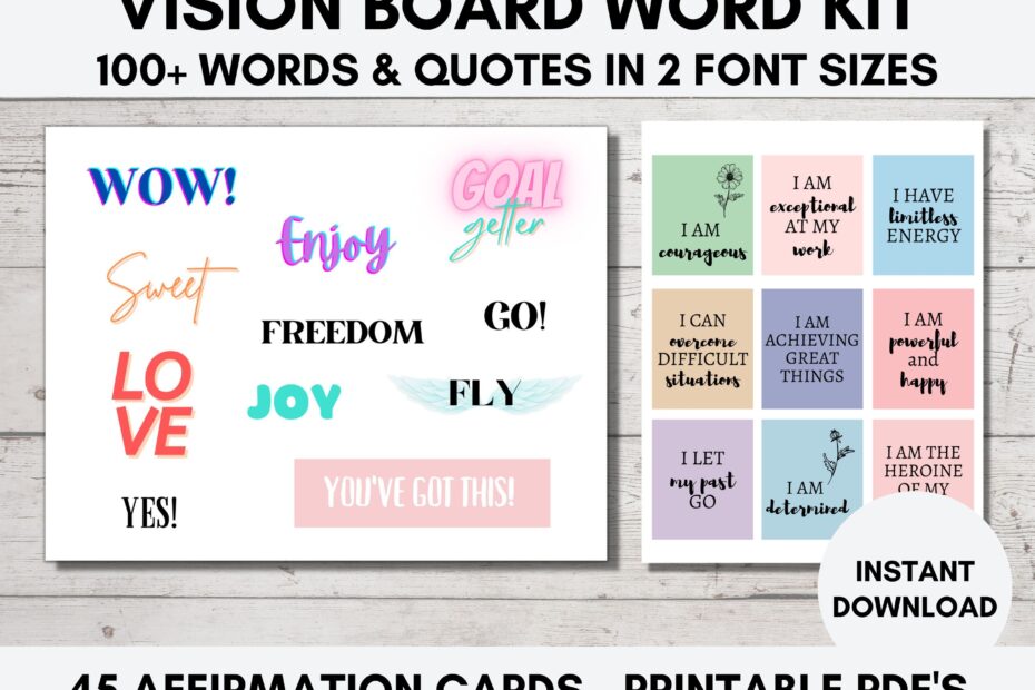 Vision Board Words 2023 Vision Board Printables 100 Vision Etsy In