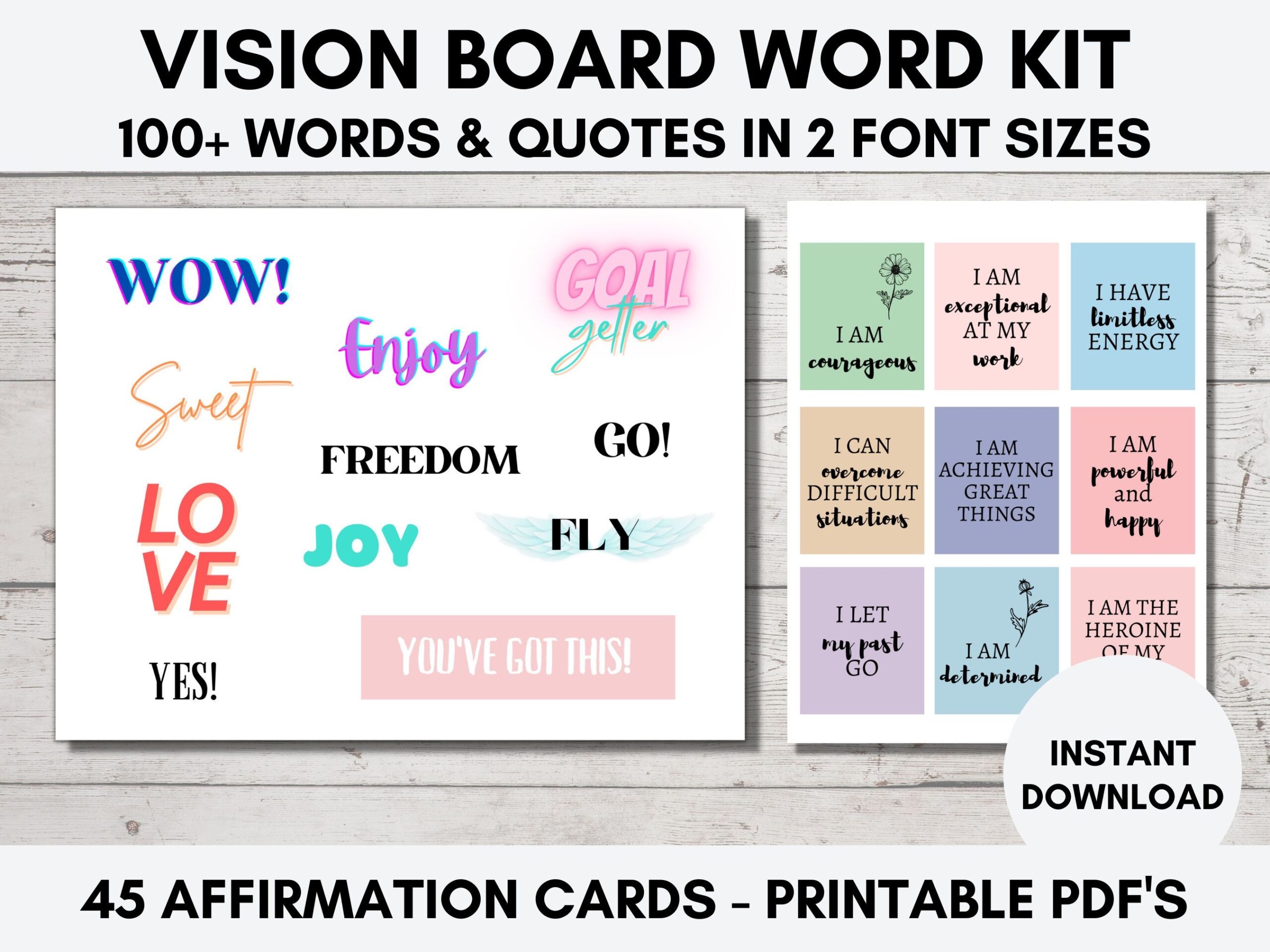 Vision Board Words 2023 Vision Board Printables 100 Vision Etsy In 