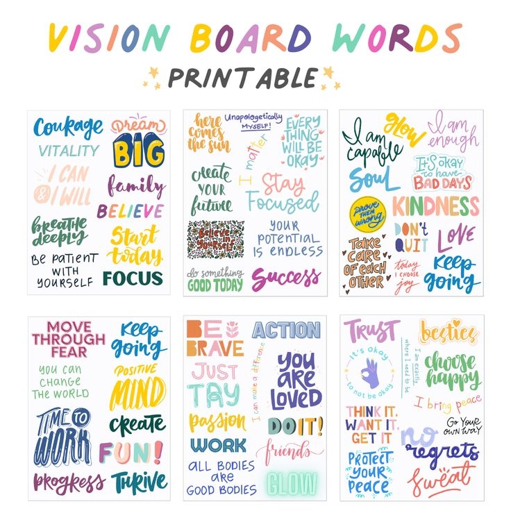 Vision Board Words Printable Vision Board Words Vision Board 