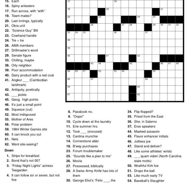 Washington Post Printable Crossword