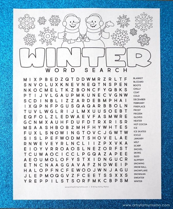 Winter Printable Word Search Dev onallcylinders