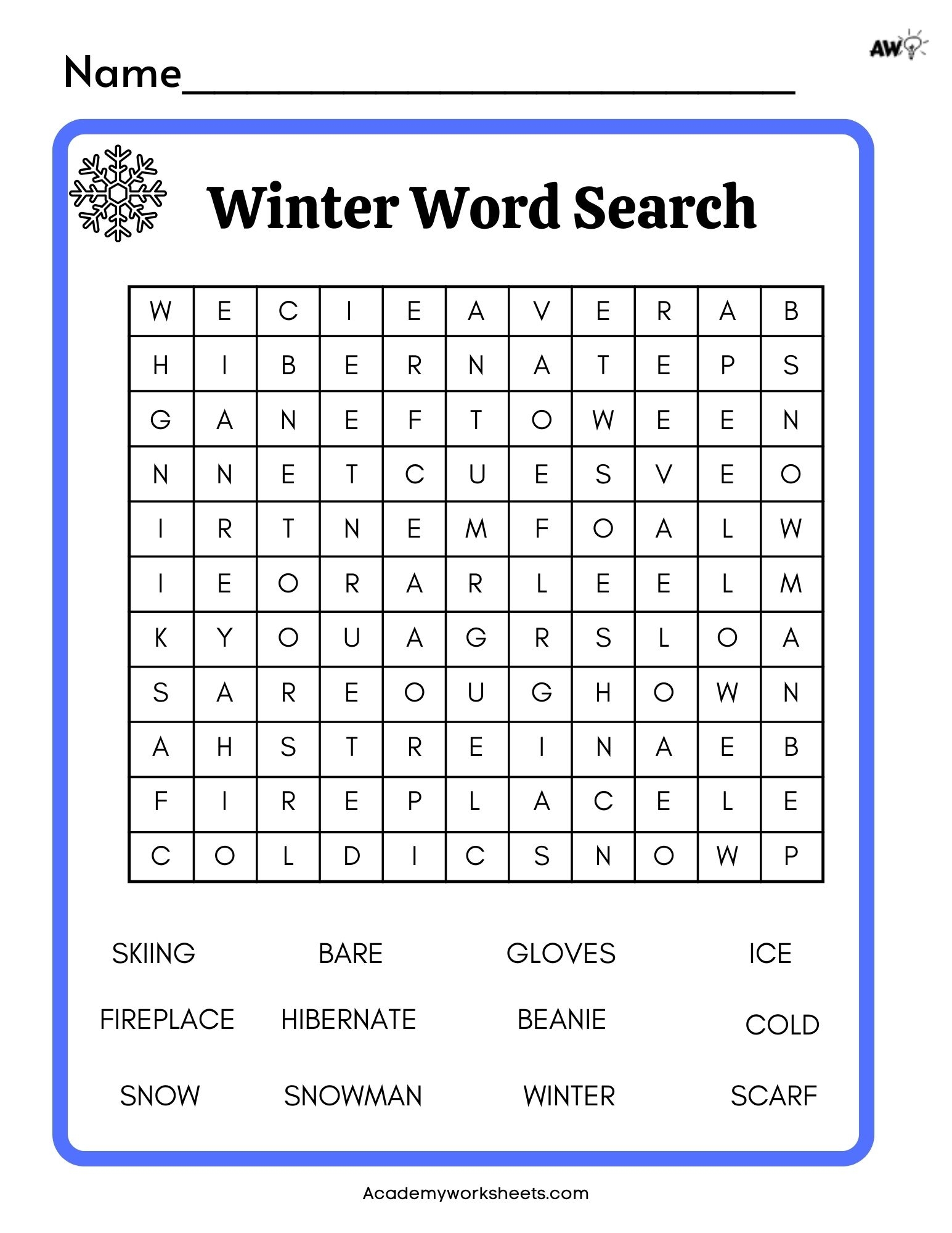 Winter Word Search Hard Printable Word Search Maker