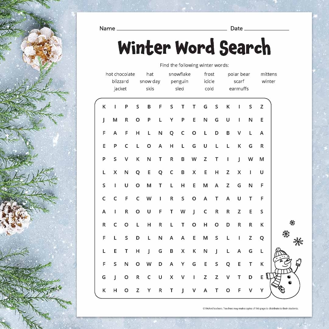 Winter Word Search Printable For Adults Word Search Maker