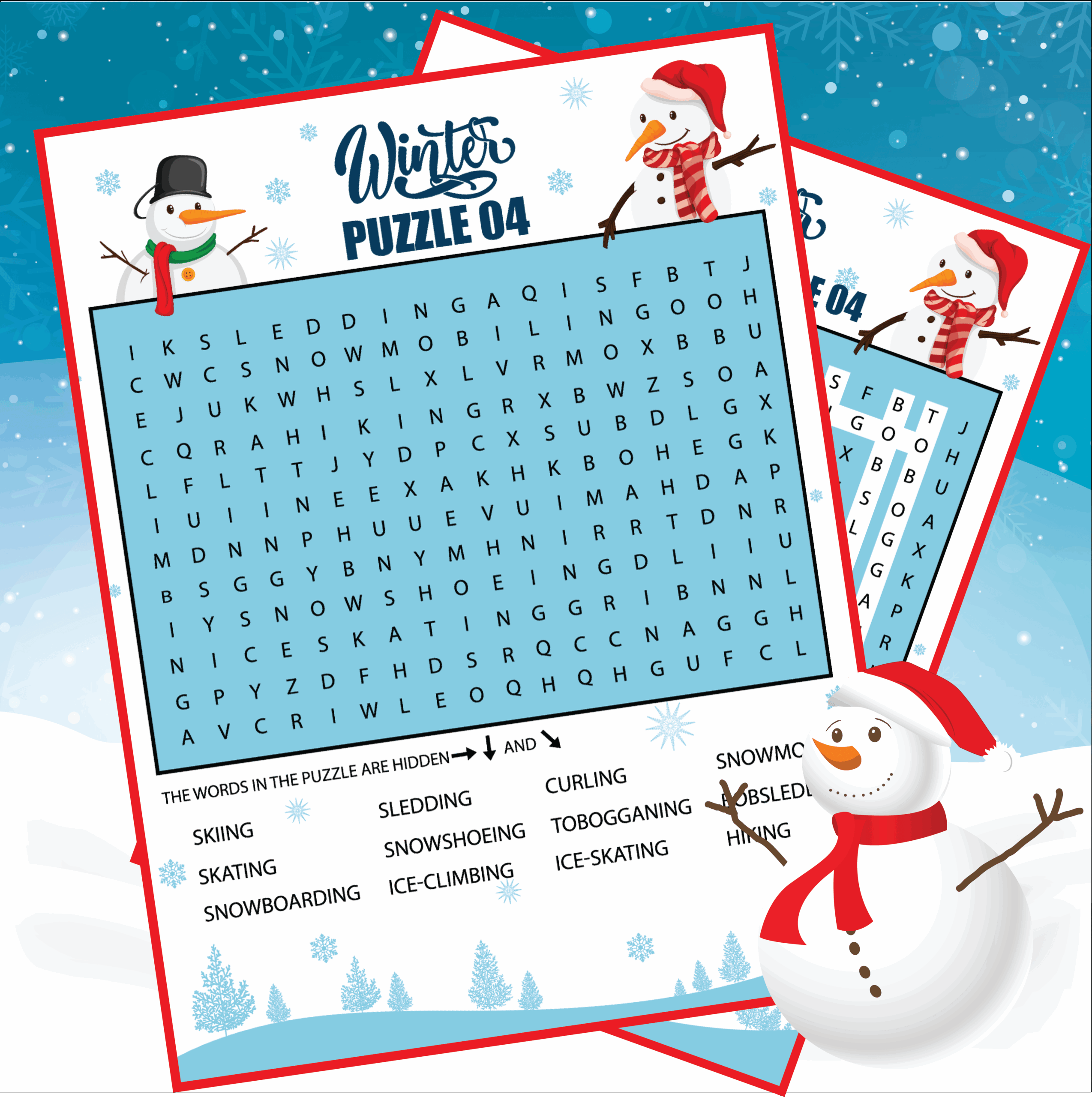 Winter Word Search Puzzles Printable PDF For Kindergarten Made 