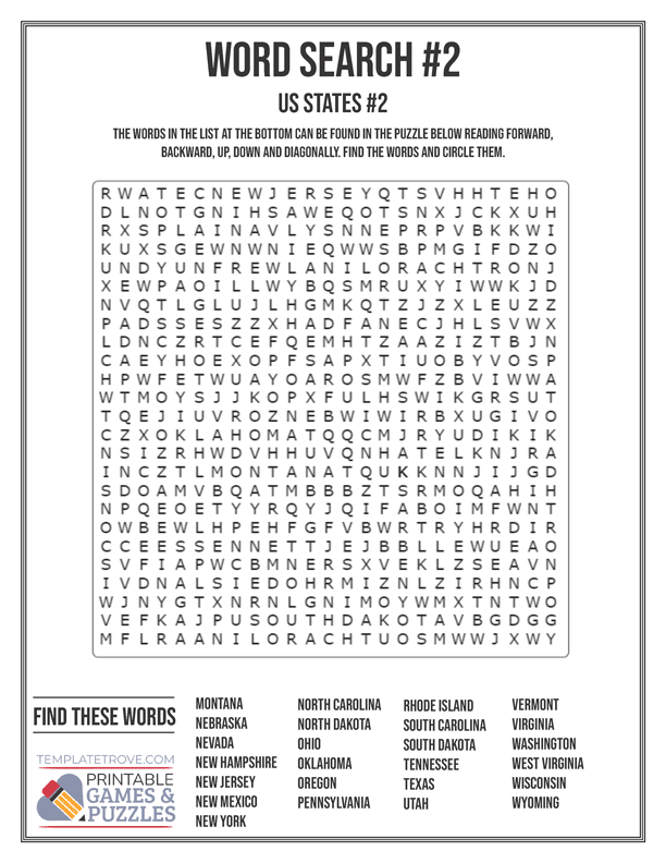Word Search Printable Puzzles Word Search Printable Puzzles